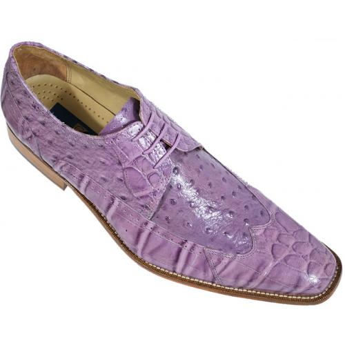 Giorgio Brutini Lavender Alligator / Ostrich Print Pointed Toe Shoes 210107